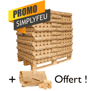 Réduction sur bois compressé en bûches chez Simplyfeu pendant l'été. La tonne de bûches a prix réduit.