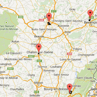 Granulés de bois et bûches compressées dans le 71 carte de position.