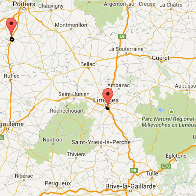 Localisation de notre dépôt de bûches compressées et granulés de bois dans le 87 à Limoges