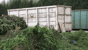 Déchets verts de déchetterie utilisée pour la fabrication de pellets.