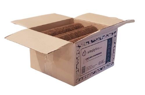 Emballage carton pour buches densifiées Simplyfeu
