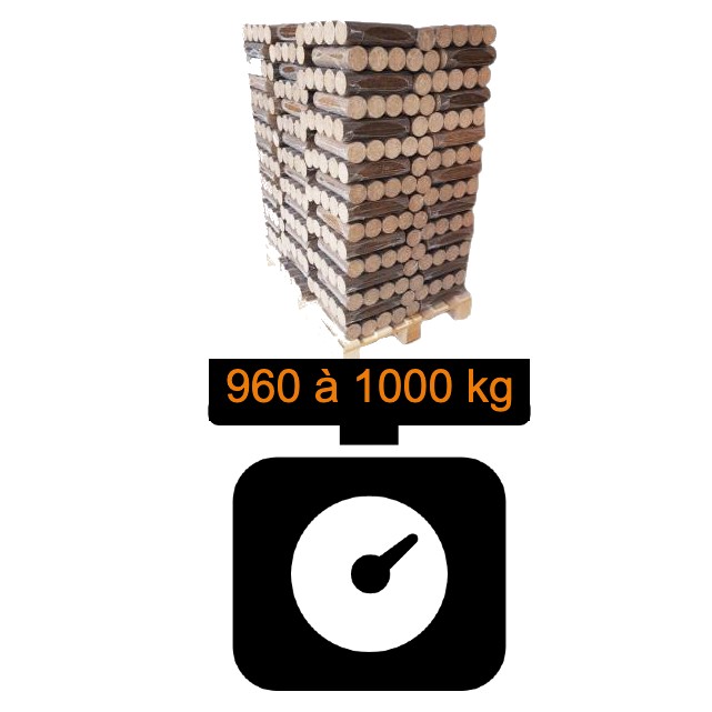 Bûches compressées de nuit - Palette 960kg de bois longue durée