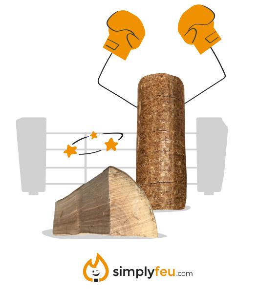 Comparaison Buche compressé et Bois de chauffage