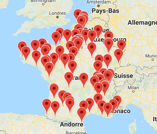 Carte des entrepots de bois de chauffage SIMPLYFEU