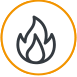 Grandes flammes et forte chaleur