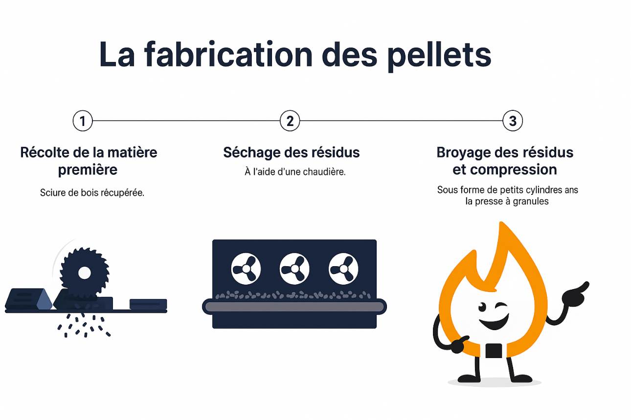 Quelles sont les étapes de la production des granulés de bois?