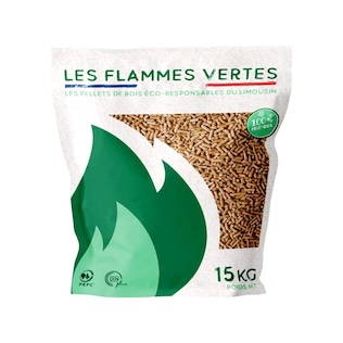 Sac de granulés de bois 15kg Flammes vertes - issu du lot de 2 palettes