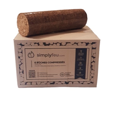 Buche compressée PREMIUM à haut rendement sous carton - SimplyBuche JOUR