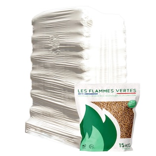 [PEL-BM65] Granulés de Bois Flammes Vertes - 65 sacs 975kg