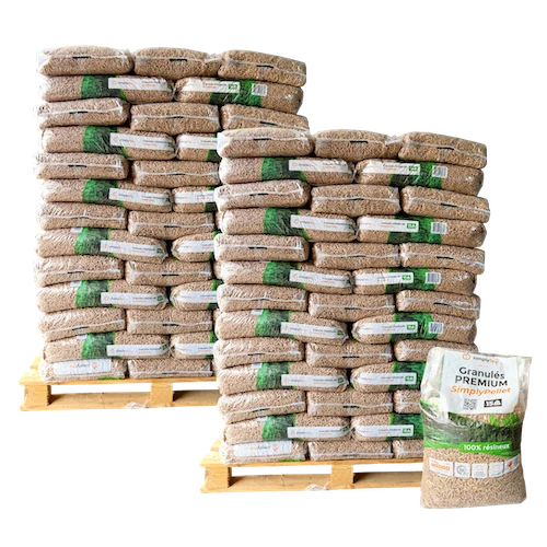 [PEL-2SF65] Granulés de bois Premium SimplyPELLET - 2 palettes - 130 sacs 1950 kg
